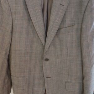 Men's Elegant Gray, Black & Brown Checkered Blazer. 100% Italian Wool.